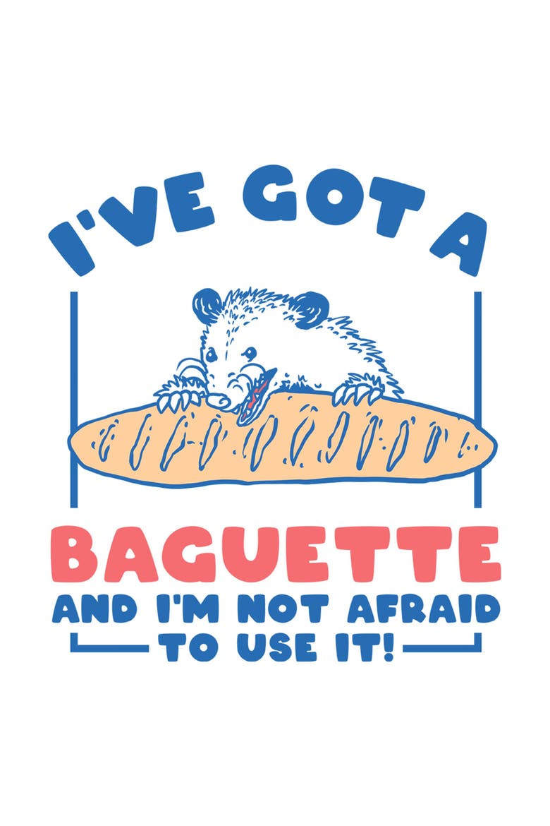 Men's Lost Gods Opossum Baguette Drawing  Graphic T-Shirt, Alternate, color, White