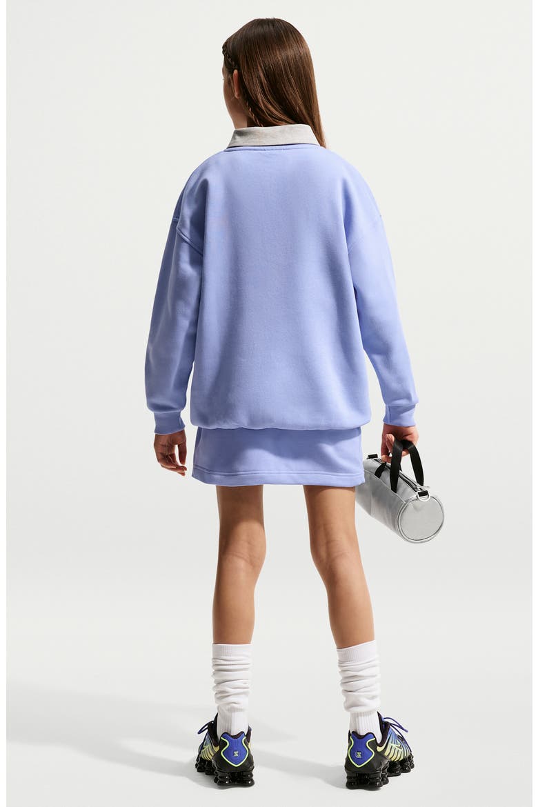 Kids' Club Fleece Oversize Crewneck Sweatshirt, Alternate, color, LIGHT THISTLE/ WHITE