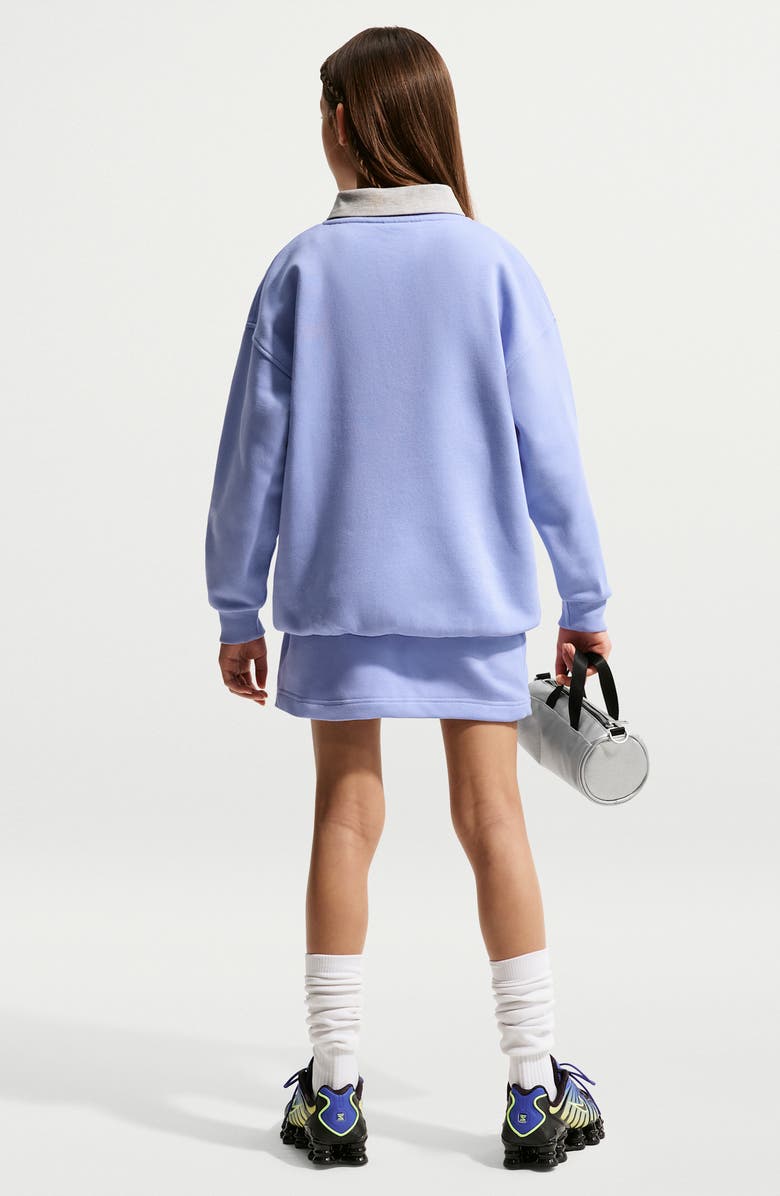 Nike Kids' Club Fleece Oversize Crewneck Sweatshirt, Alternate, color, Light Thistle/ White