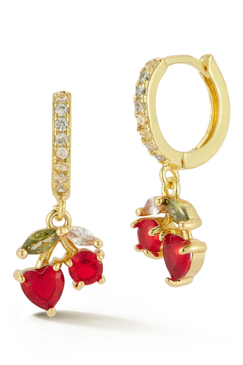 Cherry Drop Earrings, Main, color, GOLD