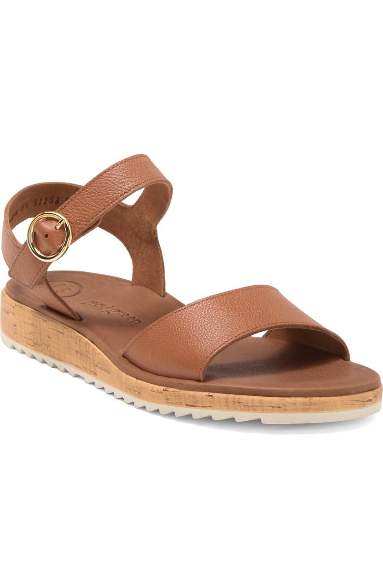 Paul Green Tippi Ankle Strap Platform Wedge Sandal, Main, color, Cognac Leather