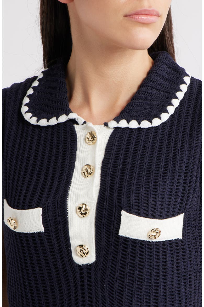 Polo Sweater Midi Dress, Alternate, color, NAVY