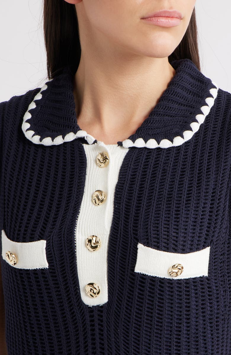 ZOE AND CLAIRE Polo Sweater Midi Dress, Alternate, color, Navy