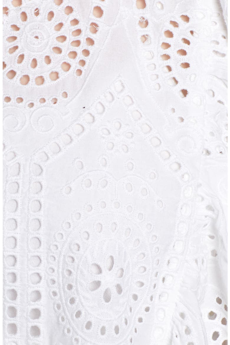 Ruffle Cotton Eyelet Top, Alternate, color, WHITE