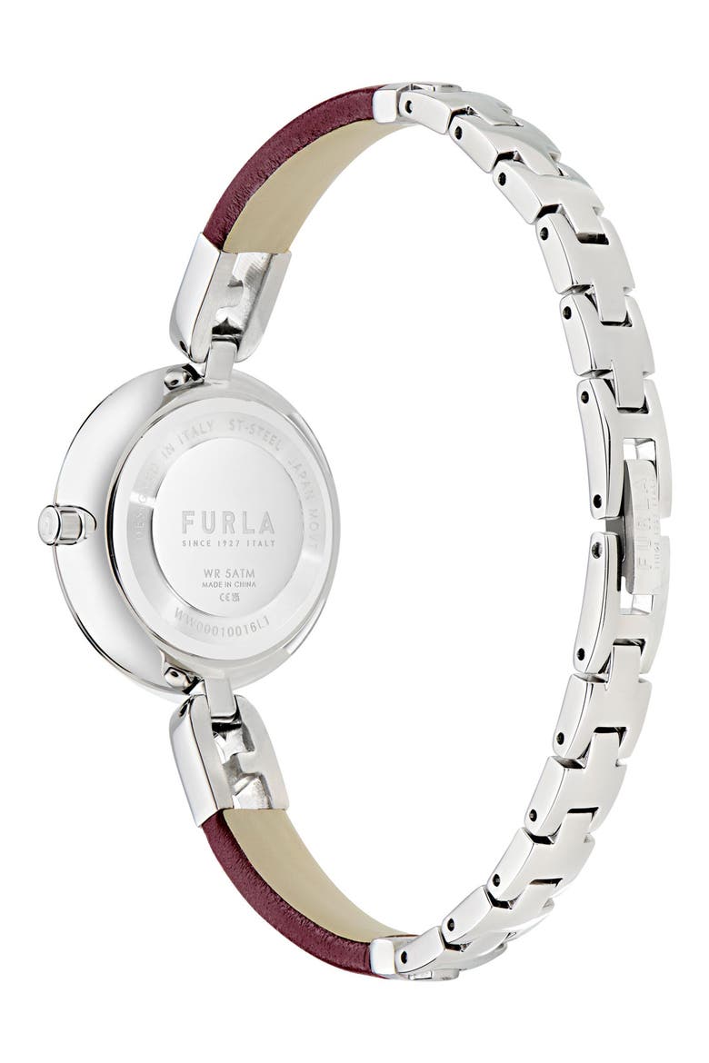 Glamour Chic Mixed Material Bracelet Watch, 28mm, Alternate, color, SILVER-TONE