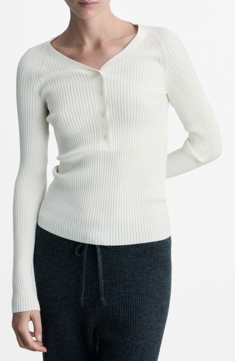 MANGO Ribbed Long Sleeve Henley T-Shirt, Main, color, 