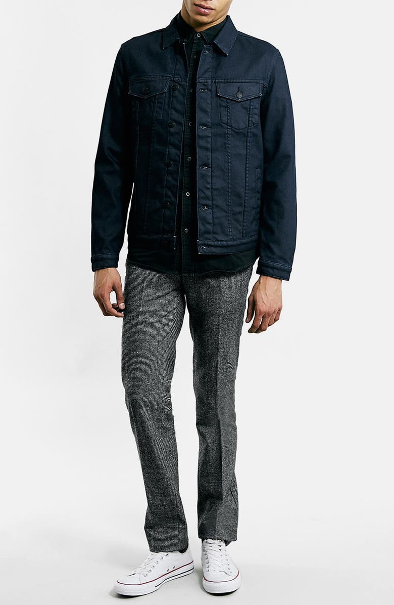 Topman Ultra Skinny Fit Houndstooth Trousers, Alternate, color,