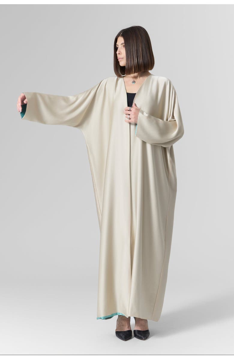 Le Fafo Luna Reversible Silk Cover-Up/Cardigan, Alternate, color, Terquise / Gold