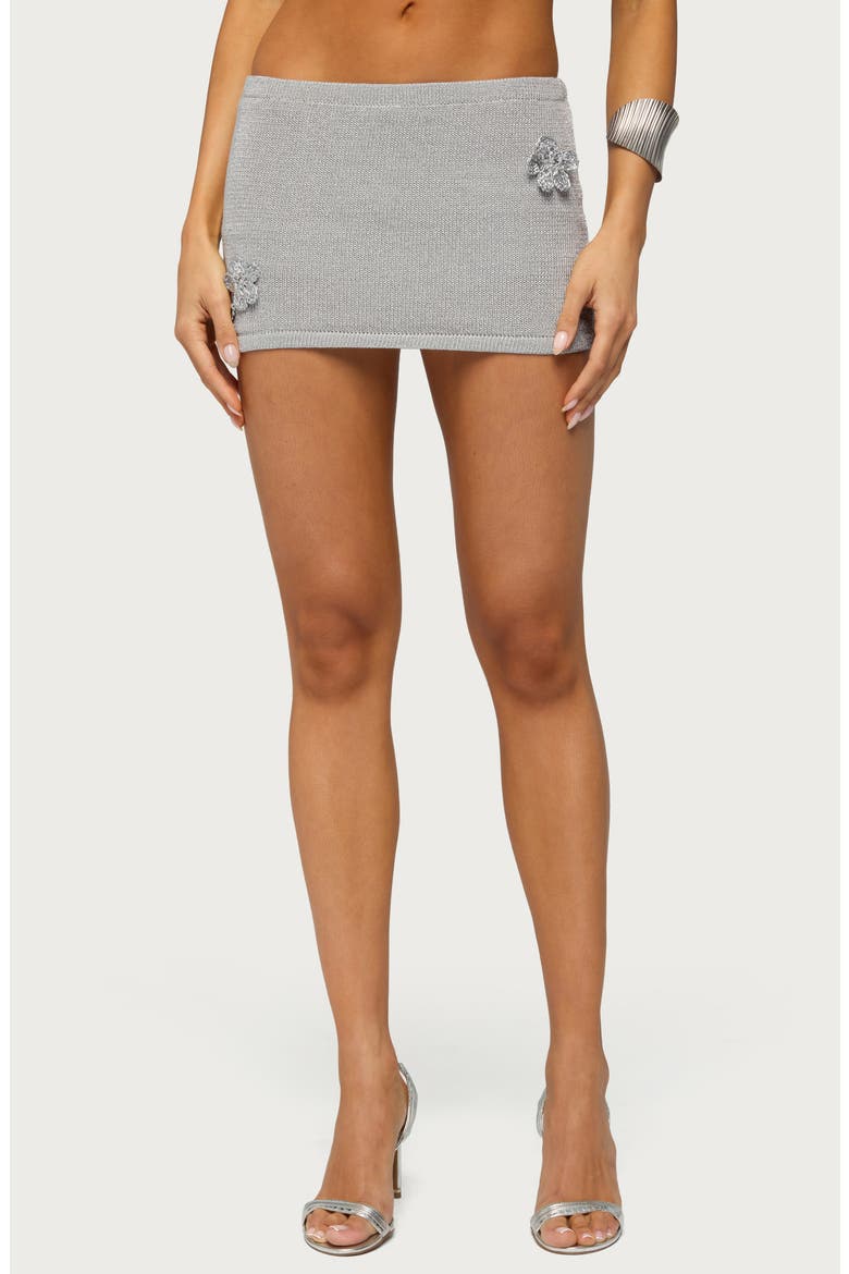 Teagyn Metallic Knit Miniskort, Main, color, SILVER