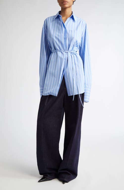 Sportmax Lapel Long-sleeved Dress In Light Blue
