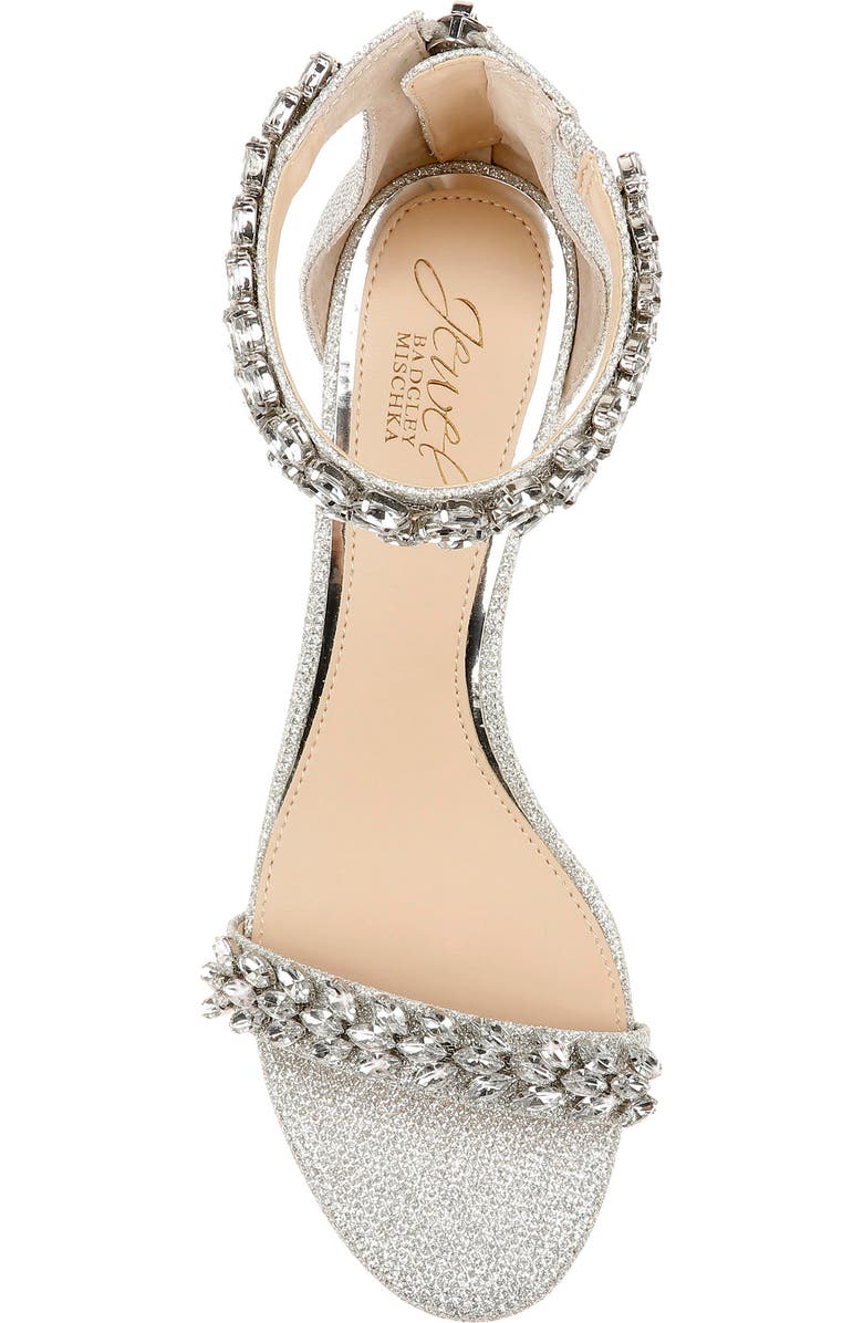 Jewel Badgley Mischka Bronwen Sandal, Alternate, color, Silver Fabric