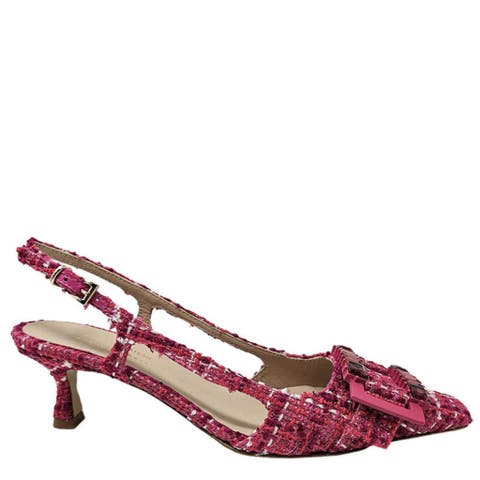 Crystal-Embellished Buckle Slingback Pumps
