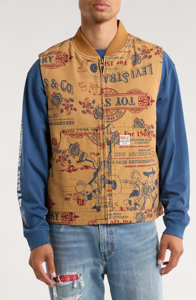 Levi's<sup>®</sup> x Disney Pixar<sup>®</sup> Toy Story Print Canvas Vest, Alternate, color, Multi Beige