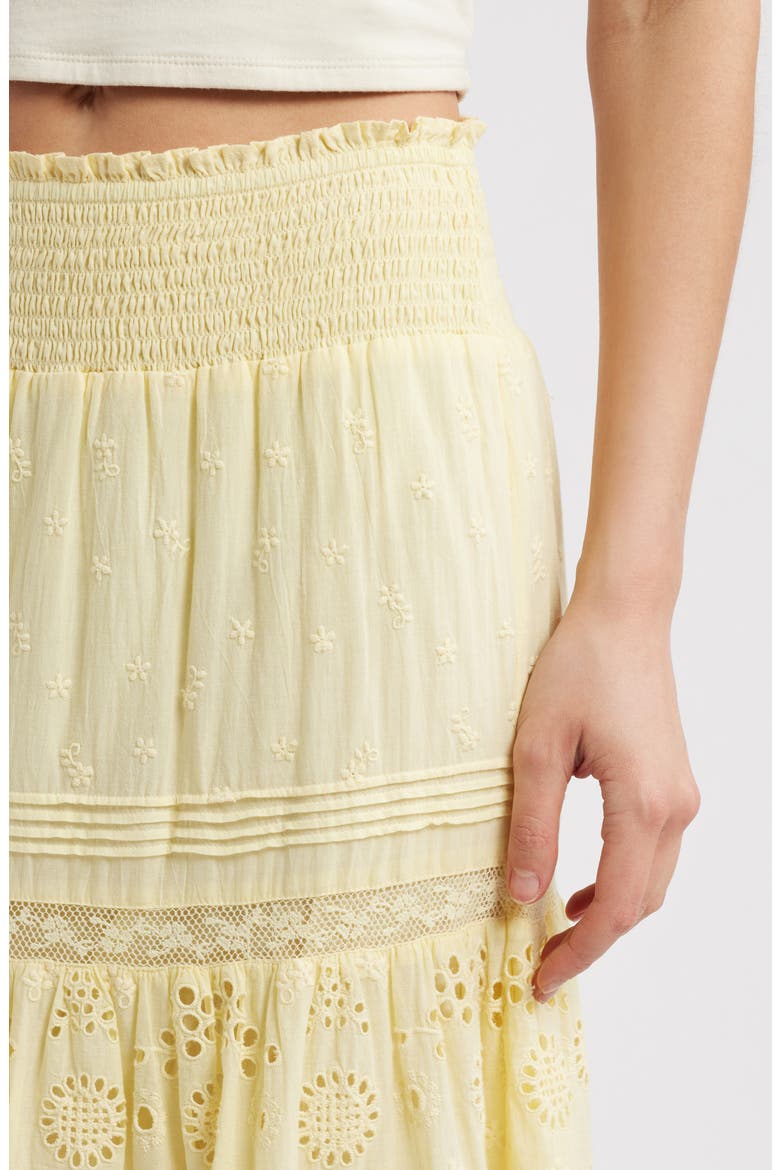 Miloti Smocked Waist Cotton Maxi Skirt, Alternate, color, CITRON