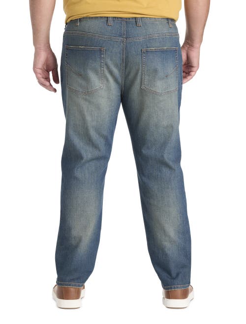 True Nation By Dxl Big & Tall Rip And Repair Tapered-fit Jeans In Blue