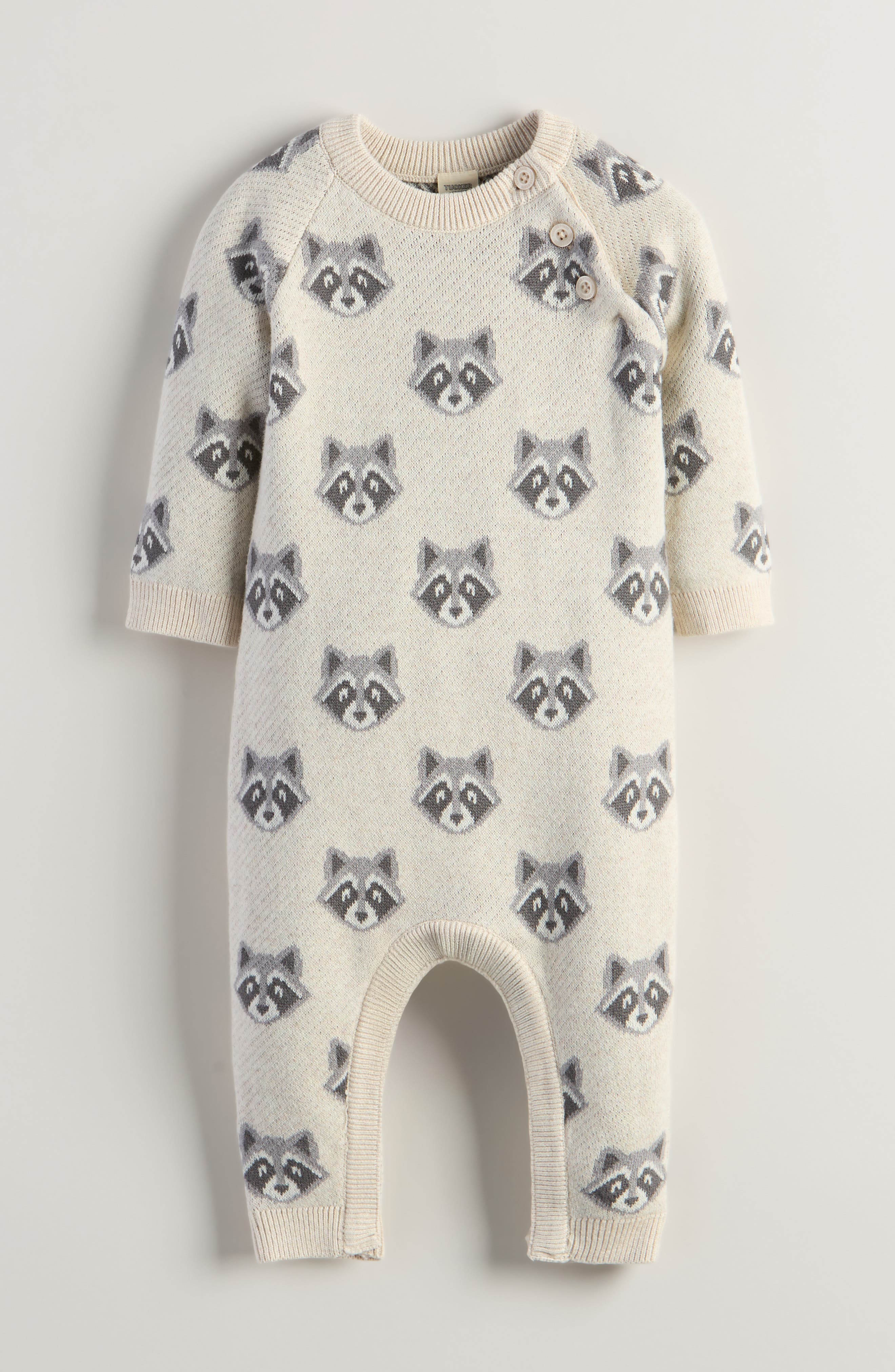 Raccoon Jacquard Cotton Sweater Romper