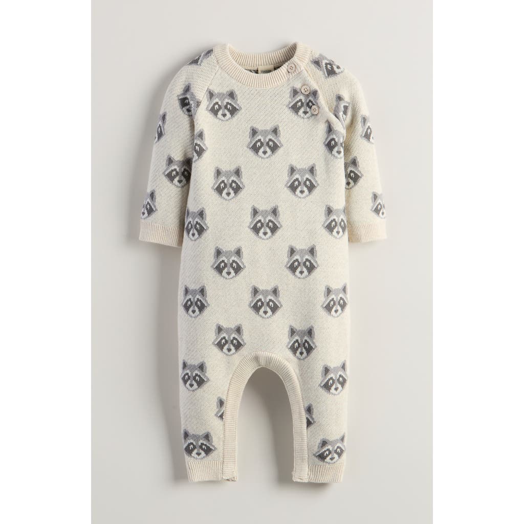 Tucker + Tate Raccoon Jacquard Cotton Sweater Romper In White