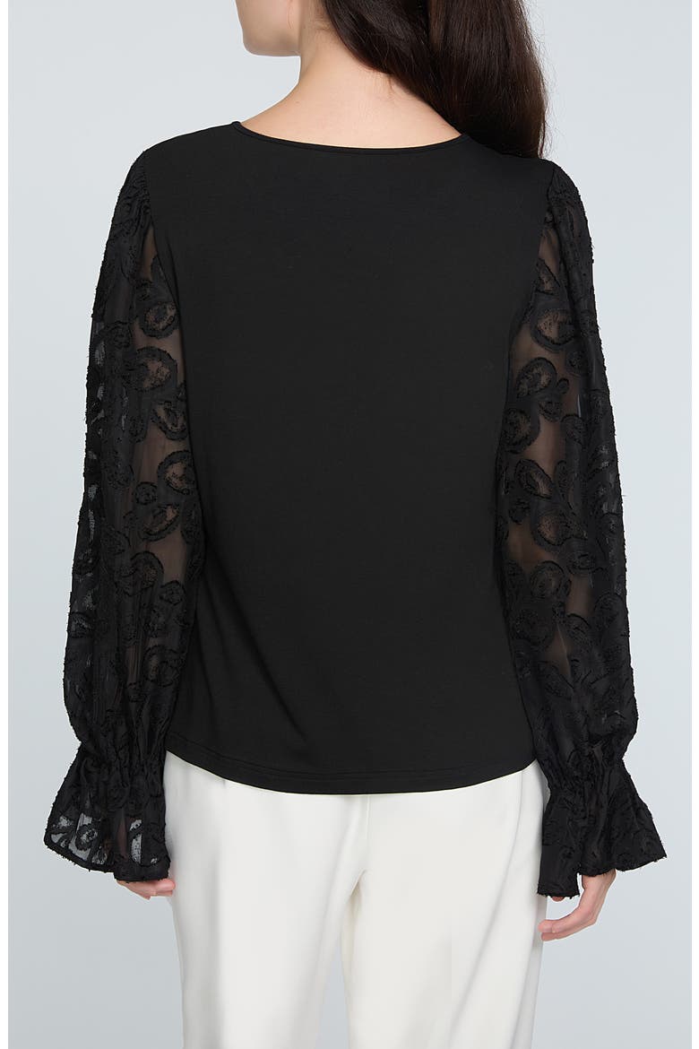 The Mavea Mixed Media Top, Alternate, color, NOIR BLACK
