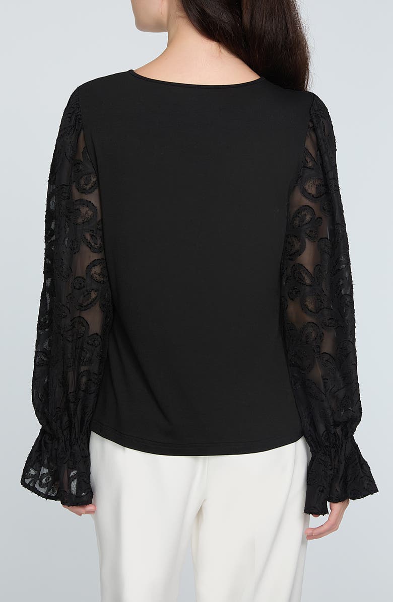 Elie Tahari The Mavea Mixed Media Top, Alternate, color, Noir Black