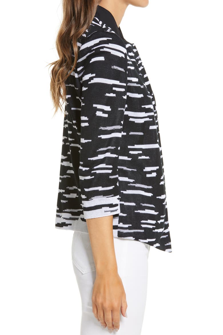 Dash Asymmetrical Sweater Jacket, Alternate, color, BLACK/WHITE