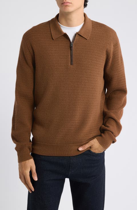 Regular Fit Wool & Cashmere Zip Polo
