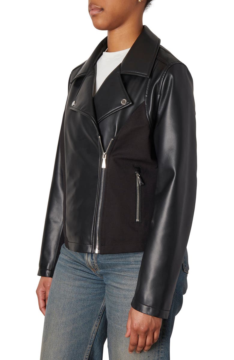 Nicole Miller Leather Moto Jacket, Alternate, color, 