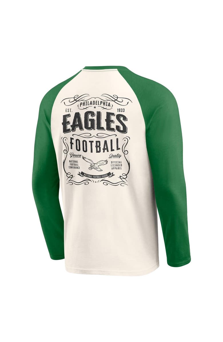 Darius Rucker Collection by Fanatics Men's Darius Rucker Collection by Fanatics Cream/Kelly Green Philadelphia Eagles Raglan Henley Long Sleeve T-Shirt, Alternate, color, 
