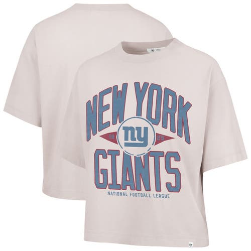47 Brand '47 Natural New York Giants Cropped Windthrow Ravine T-shirt In Brown
