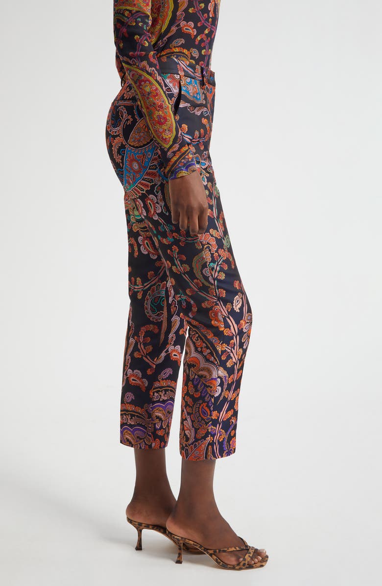 Etro Bristol Paisley Jacquard Ankle Trousers, Alternate, color, Multicolour On Blue Base