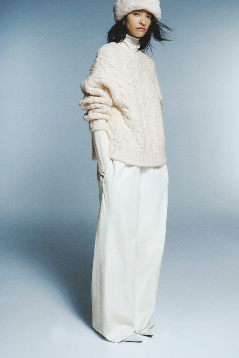 Cable-knit Jumper, Alternate, color, Cream