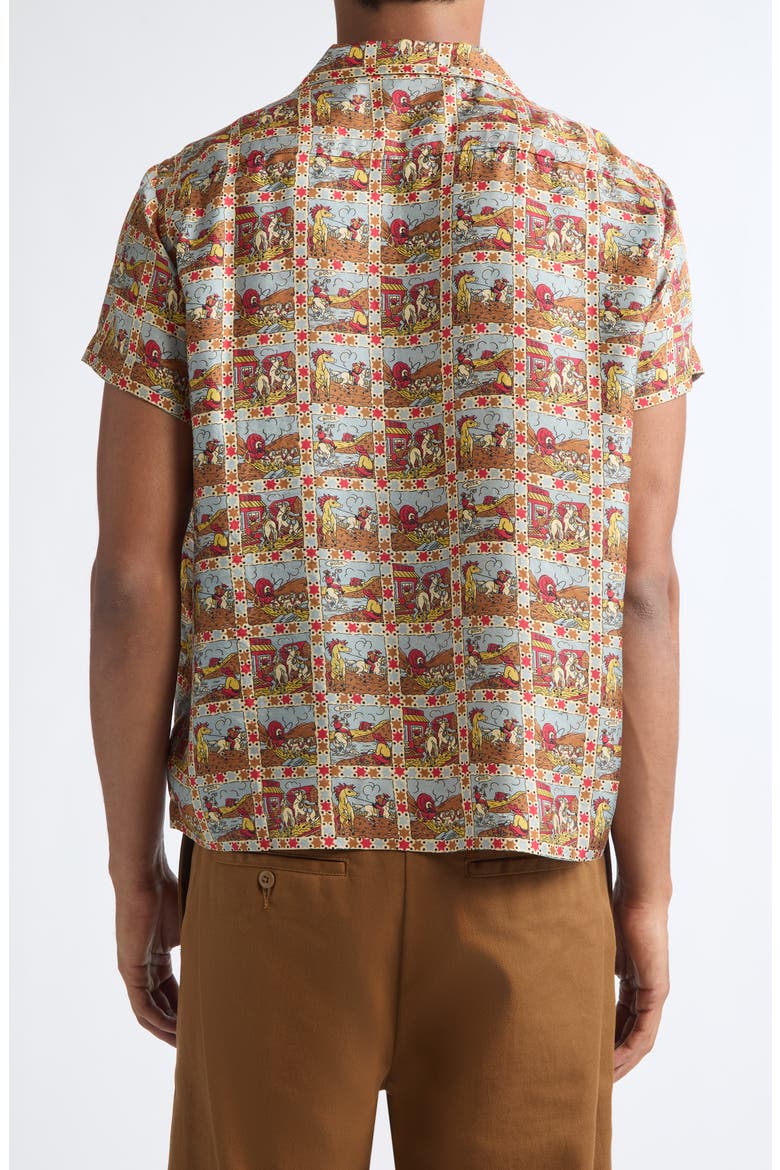 Cowboy Comic Silk Camp Shirt, Alternate, color, MULTI
