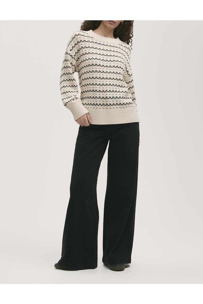 Sansa Long Sleeve Crochet Sweater, Alternate, color, Ivory