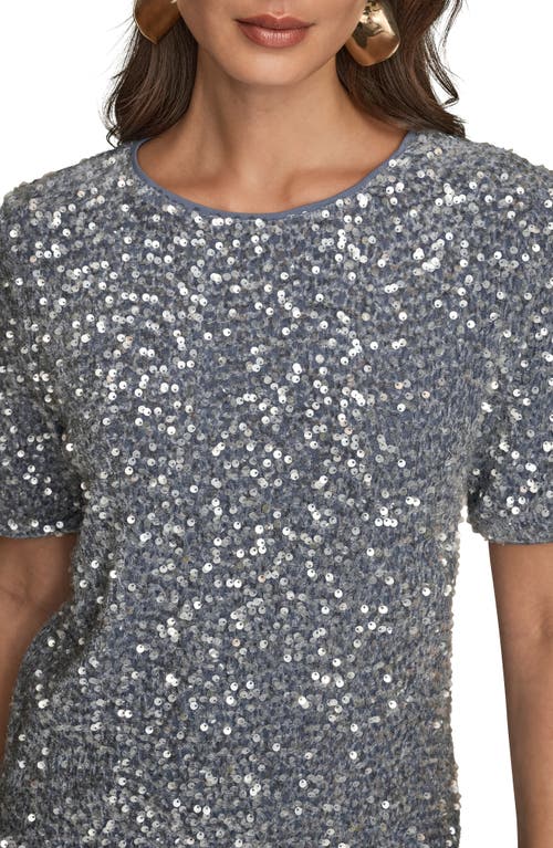 Donna Karan New York Sequin Crewneck Top In Blue