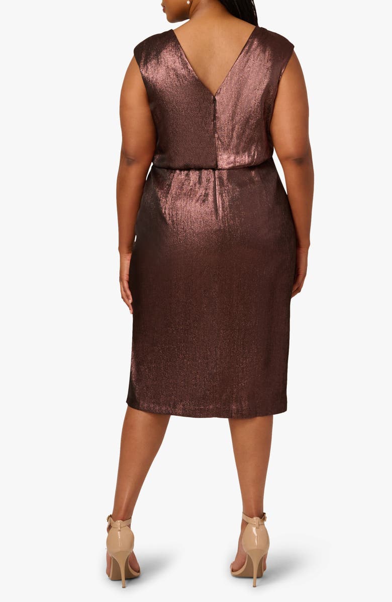 Adrianna Papell Metallic Sleeveless Cocktail Midi Dress, Alternate, color, Blackened Red