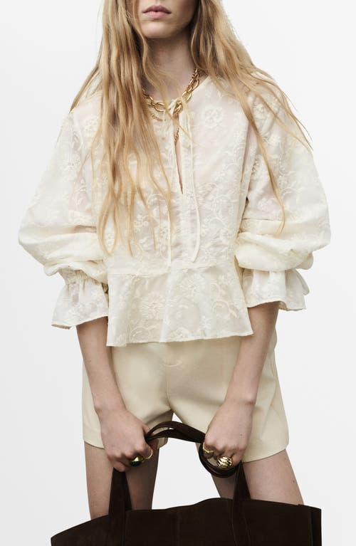 Mango Embroidered Woven Shirt In White