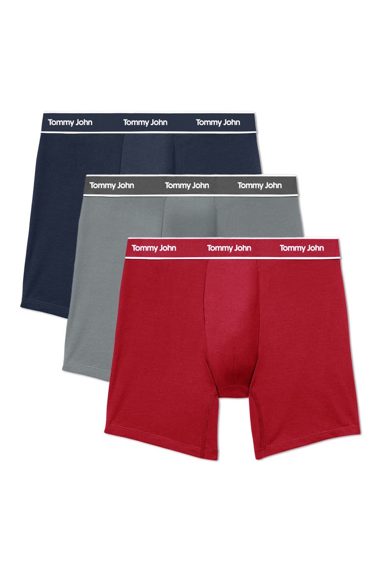 Men's 3-Pack Essential Cool Cotton Blend 6-Inch Boxer Briefs, Main, color, BLACK/ MONUMENT/ RED