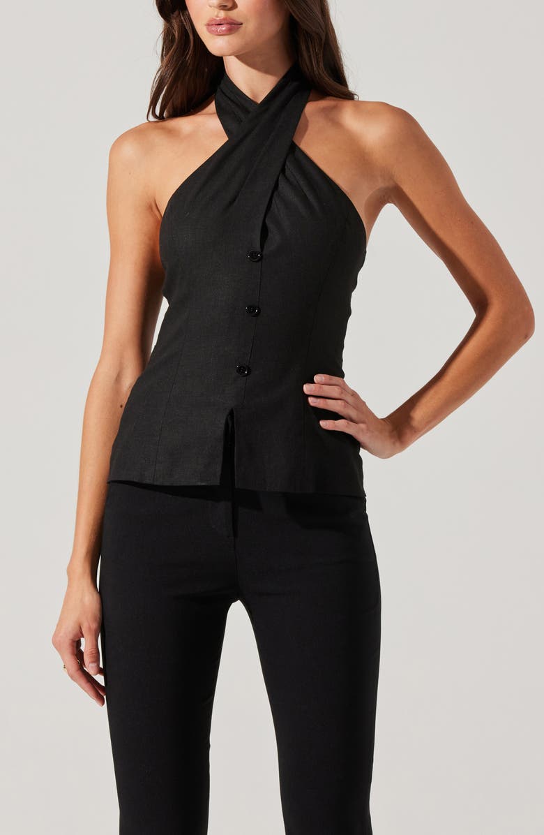 ASTR the Label Yaritza Halter Neck Vest Top, Alternate, color, Black
