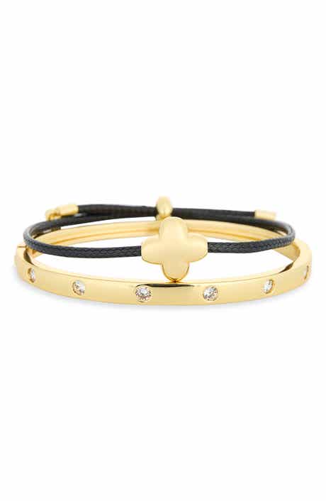 Clover Charm & Cubic Zirconia Set of 2 Bracelets