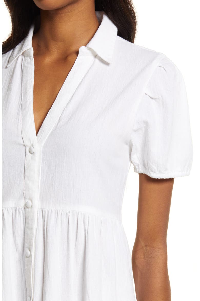 Bella Tiered Cotton Shirtdress, Alternate, color, WHITE