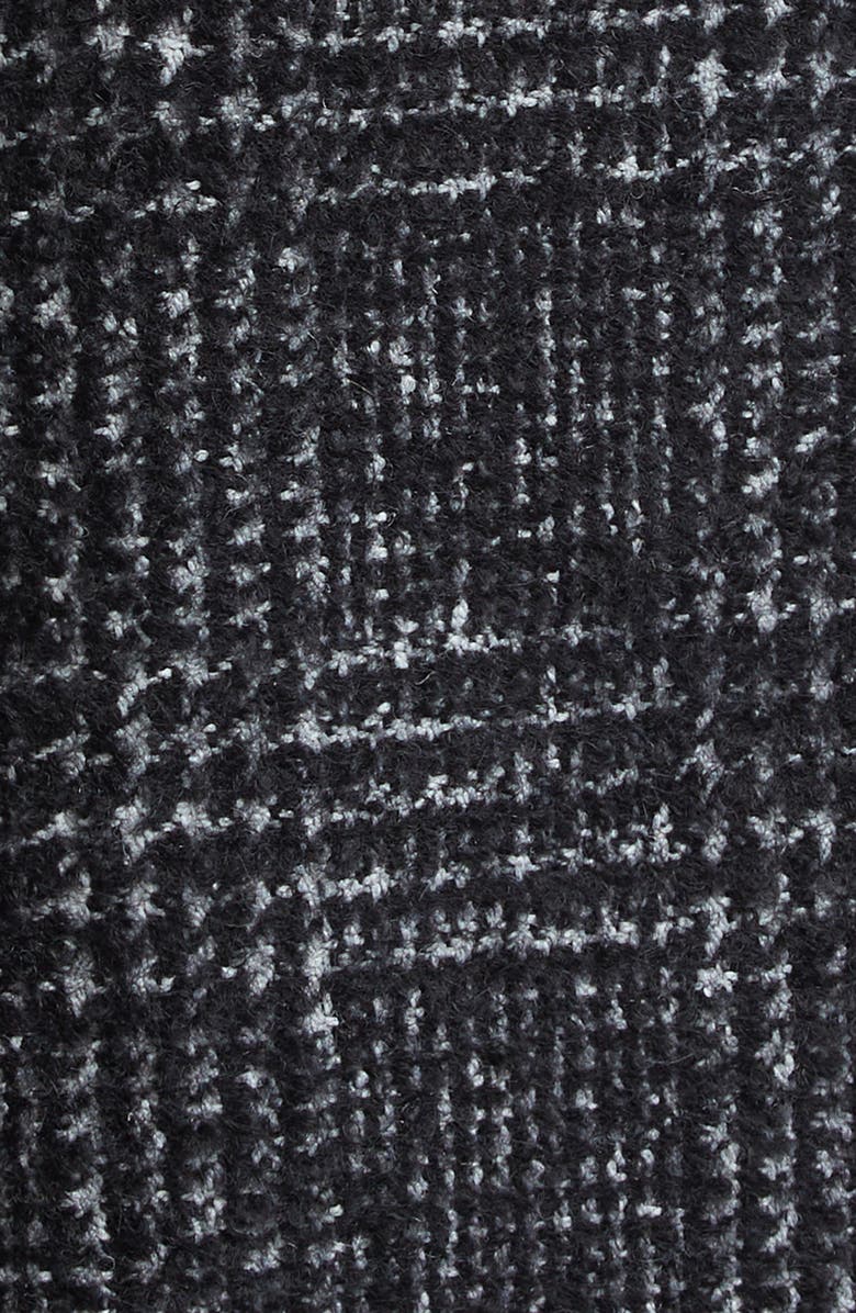 Michael Kors Collection Glen Plaid Chesterfield Coat with Faux Fur Collar, Alternate, color, Black/ White