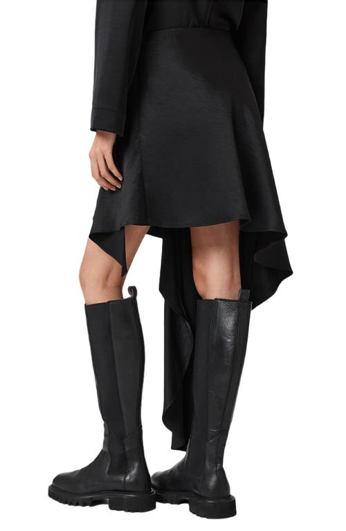 Allsaints Sami Pleated Draped Asymmetric Skirt In Black