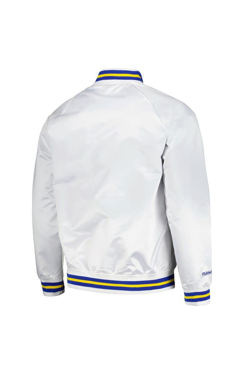 Mitchell & Ness Men's Mitchell & Ness White Denver Nuggets Hardwood Classics Throwback Wordmark Raglan Full-Snap Jacket, Alternate, color,