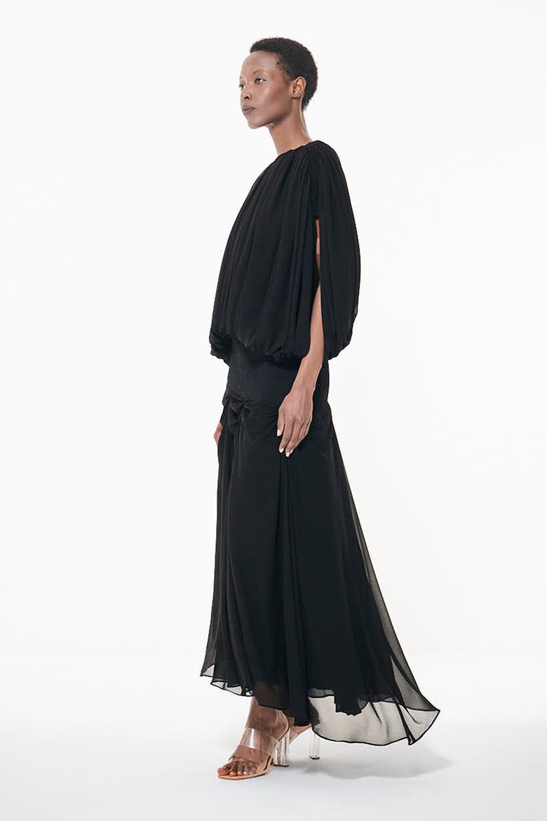 Ruched Shoulders Top, Alternate, color, Black