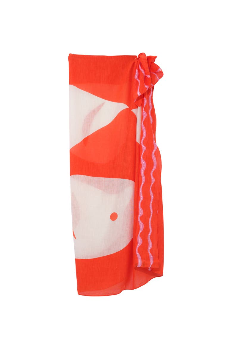 Catch Of The Day Sarong, Main, color, Fiesta Orange