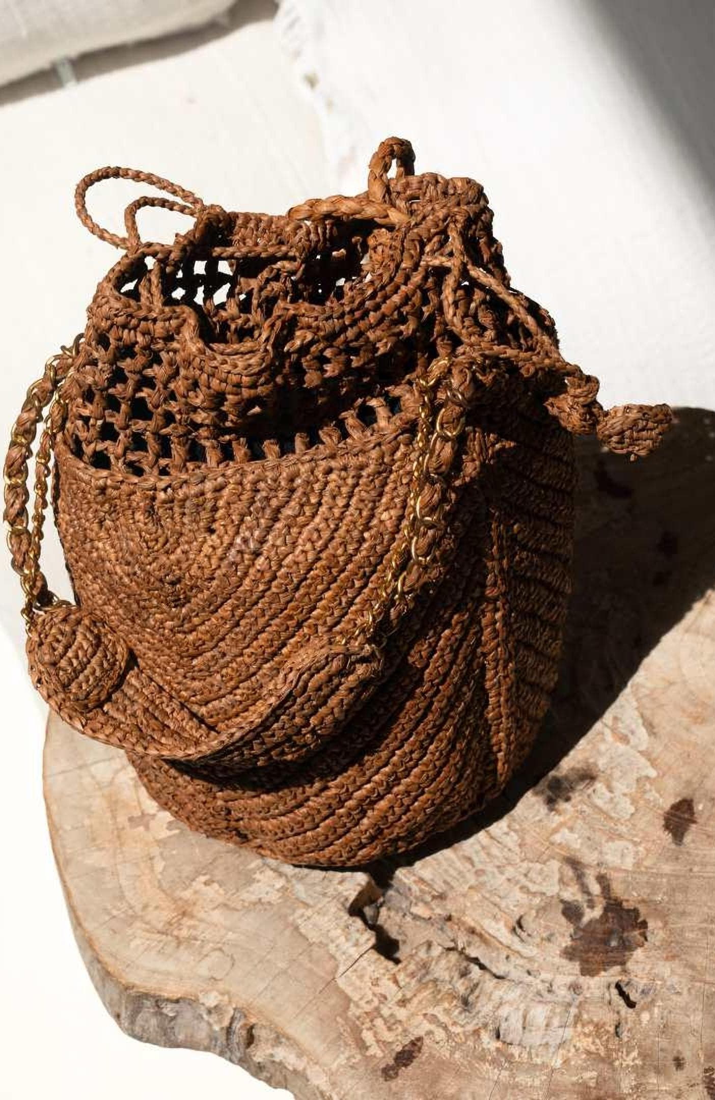 Zanatany Concepts Buckety Raffia Bag, Alternate, color, Black