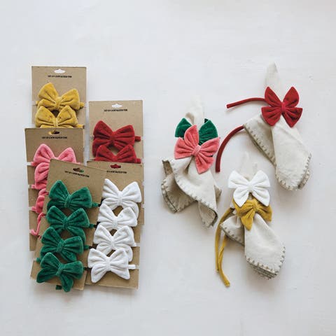 Velvet Bow Cotton Napkin Set