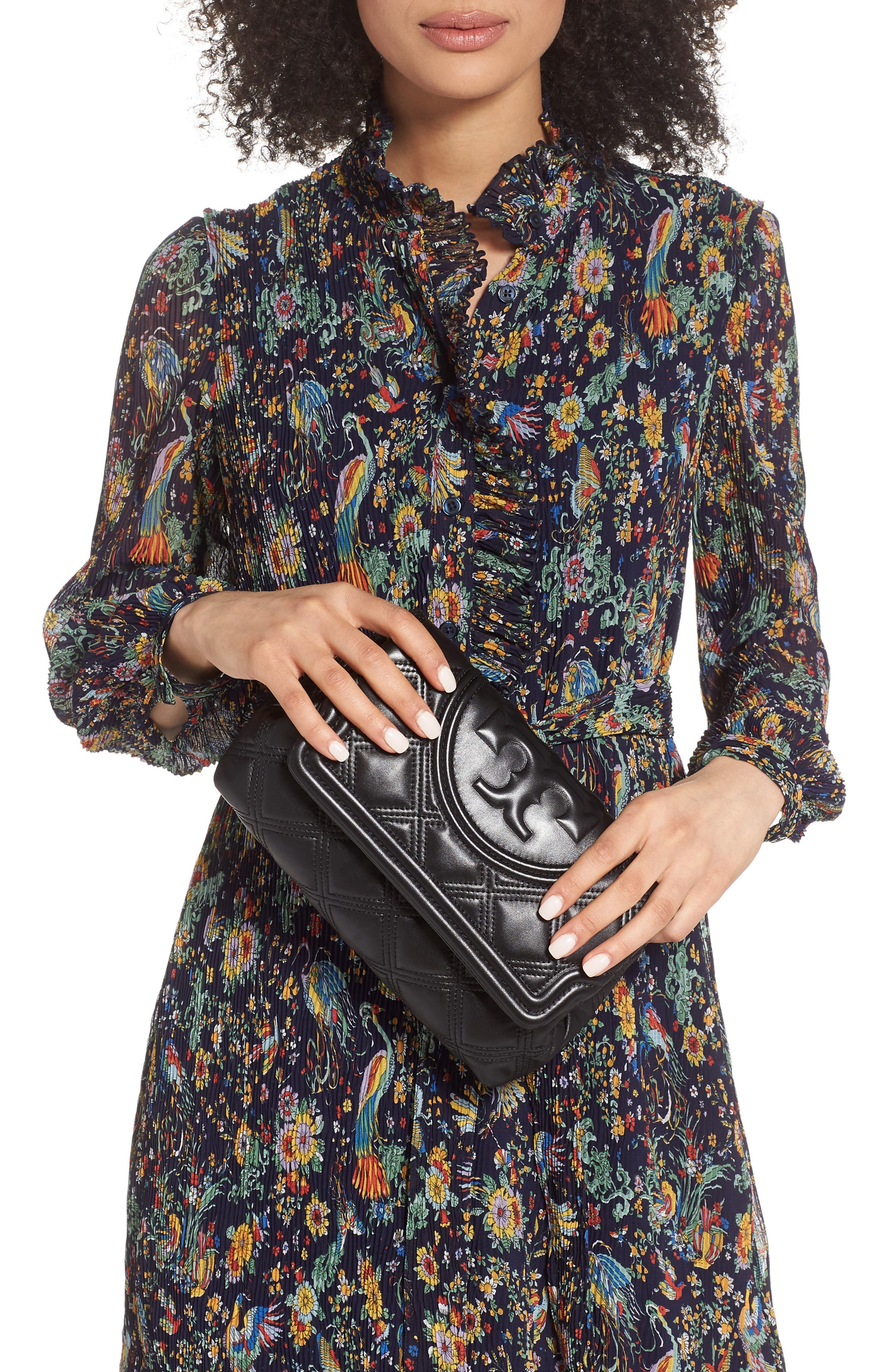 Tory Burch Fleming Soft Quilted Leather Clutch, Alternate, color, 