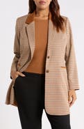 Tahari ASL Plaid Topper with Faux Suede Trim