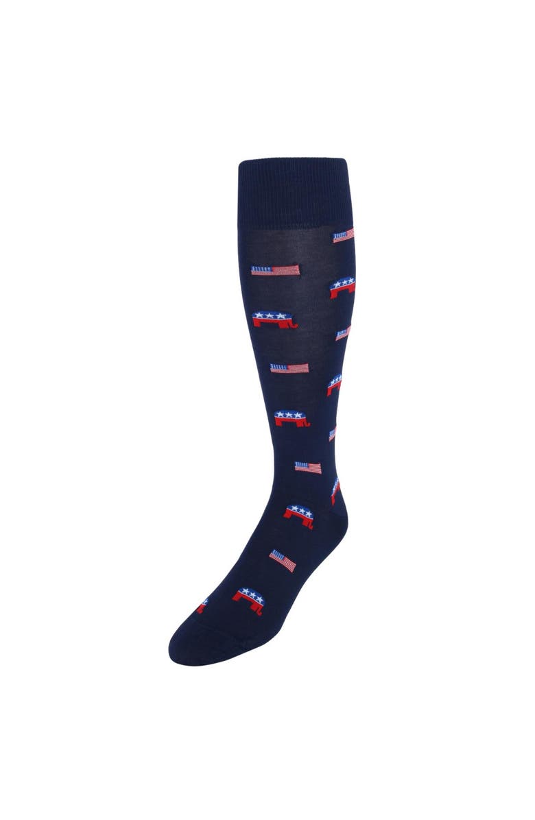 Trafalgar Show Your Support Political Party Over The Calf Socks, Main, color, Navy Republican Party