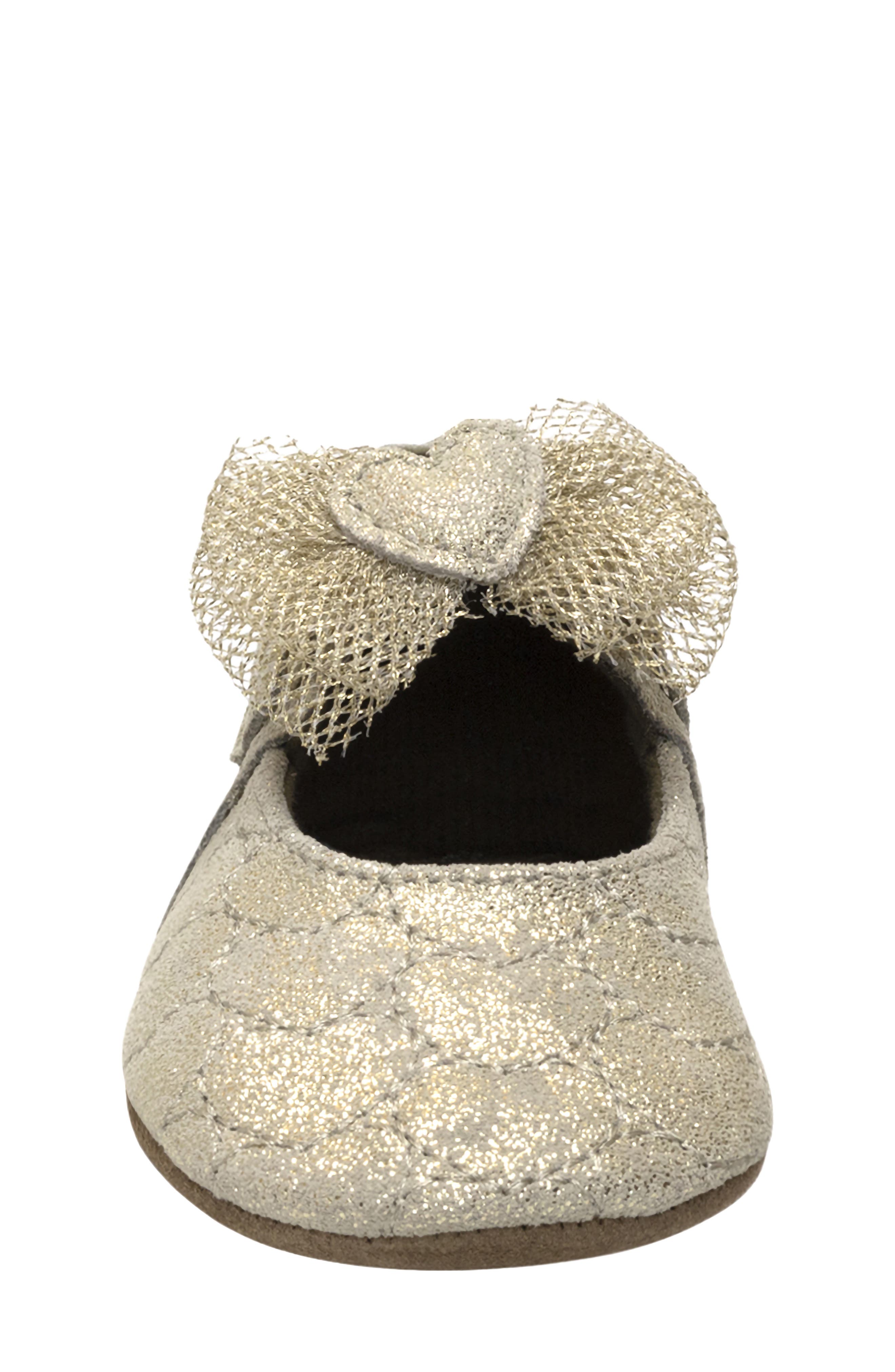 Desiree Heart Bow Mary Jane Crib Shoe, Alternate, color, GOLD